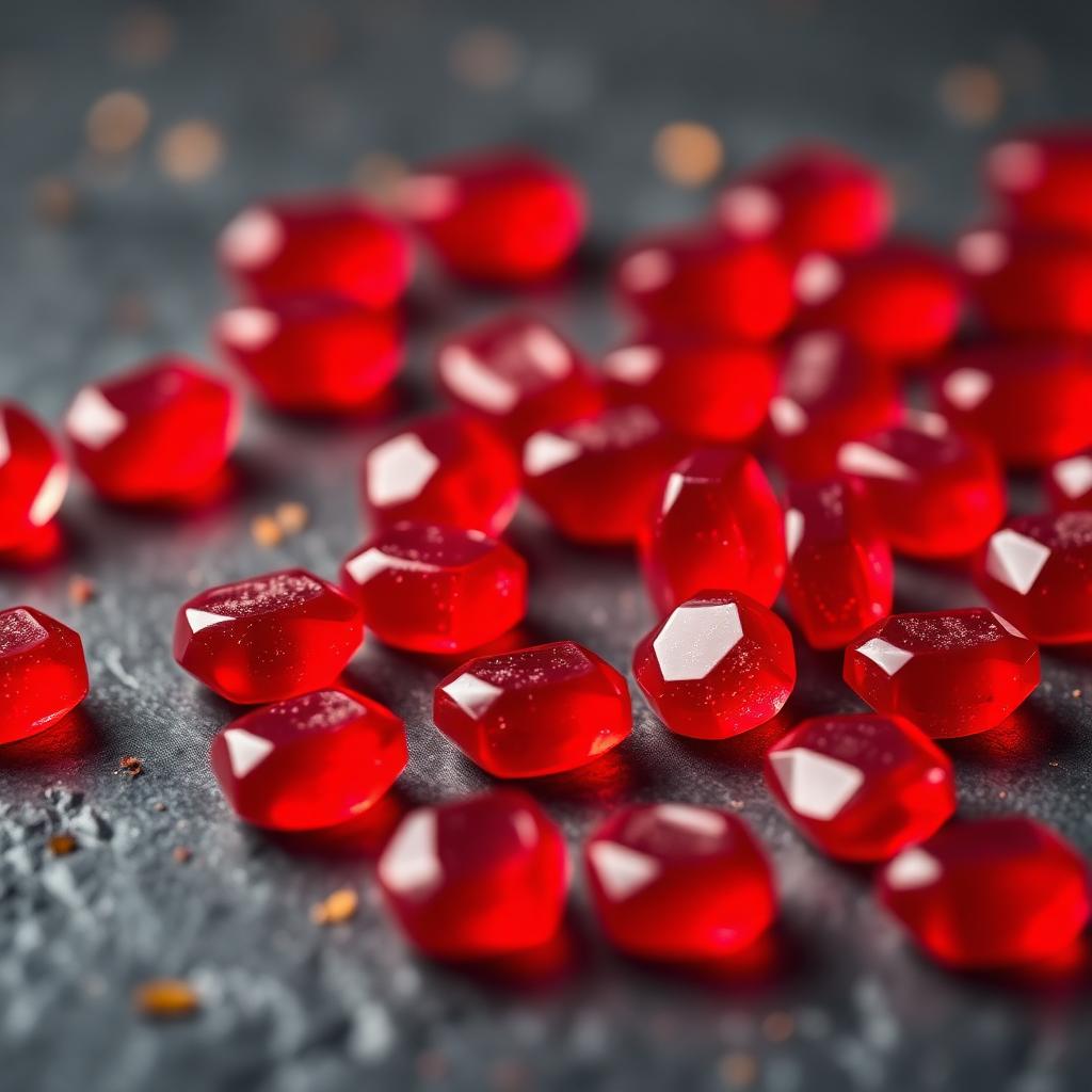 Red gummies close up