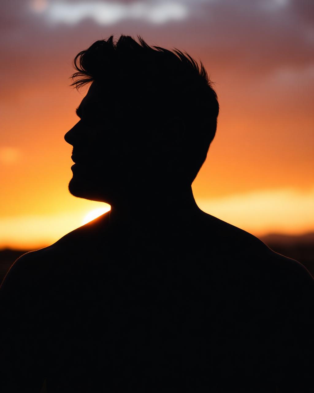 Confident man at sunrise